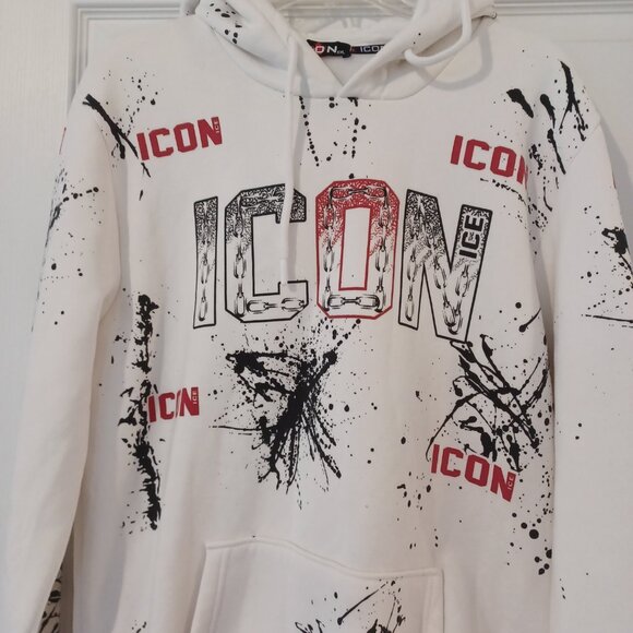 Icon Ice Paint Splatter Hoodie Men Large Graphic All Over Print Streetwe… - Picture 5 of 7